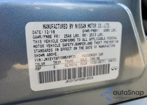 2019 Infiniti Q50 Luxe z USA, uszkodzony, nr VIN JN1EV7APXKM518529